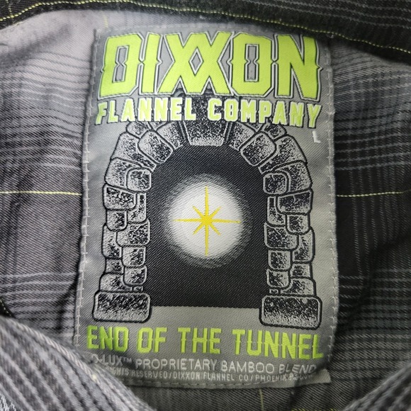 Dixxon Flannel Company End Of The Tunnel Mens Large Black Plaid Pearl Snap SS - Picture 4 of 6